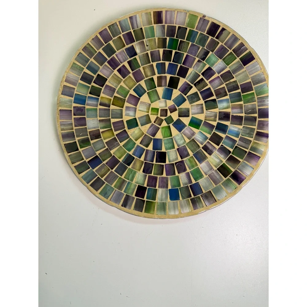 Home‎ Interiors & Gifts Mosaic Glass Decorative Plate Purple Green Blue 12.5in
